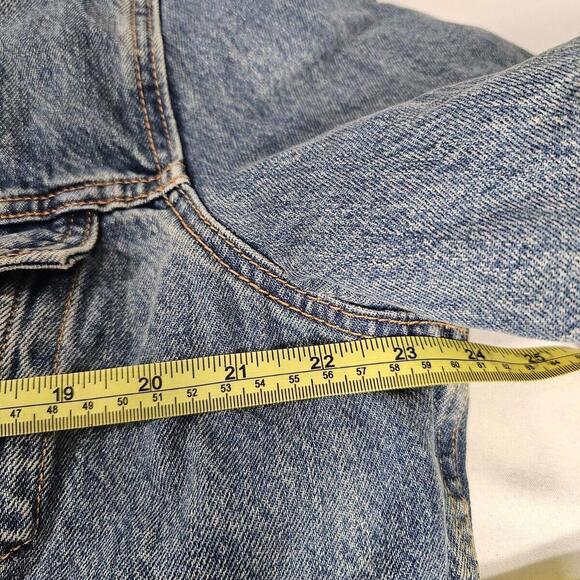 Vintage Levis Men's Denim Jacket Size L Sherpa Lined Stone Washed Trucker Coat - Picture 7 of 8